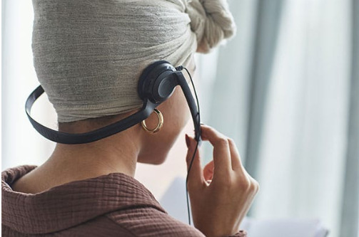 Call centre worker on the phone