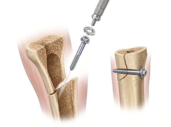 diagram of metalwork inside bones