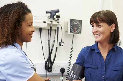 Patient with White Coat Syndrome gets blood pressure taken