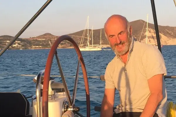 Mike, 75 on a sailing boat after his cataract surgery