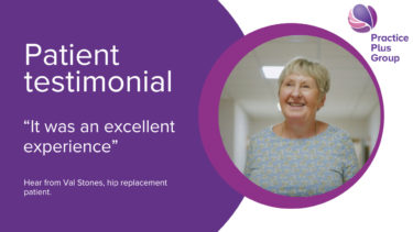 Hip replacement patient video testimonial from Val Stones from The Great British Bake Off.