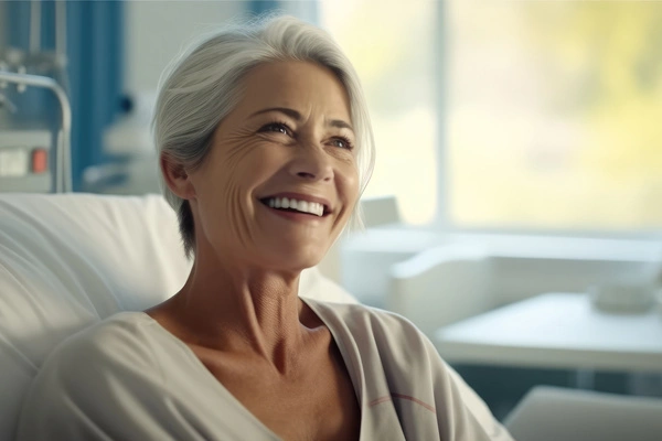 Smiling elderly female patient