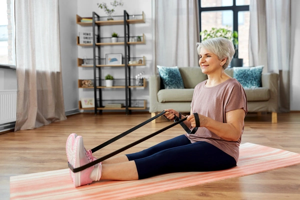 Woman doing a resistance band exercise