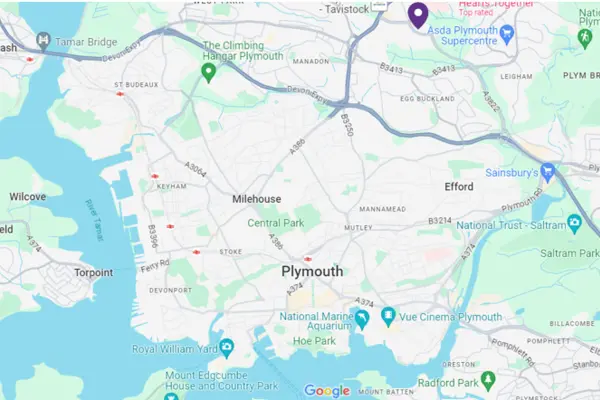map of PPG in Plymouth