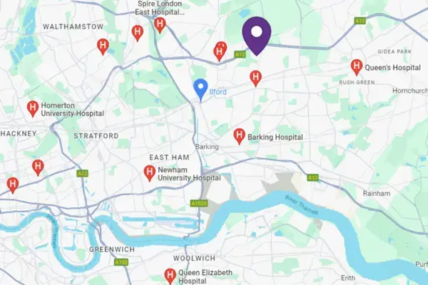 Map showing location of Practice Plus Group in Ilford, London