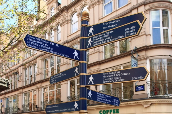 Walking signs in Birmingham