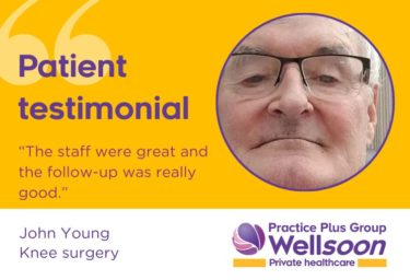 John Young Wellsoon knee patient testimonial. “The staff were great and the follow-up was really good.”