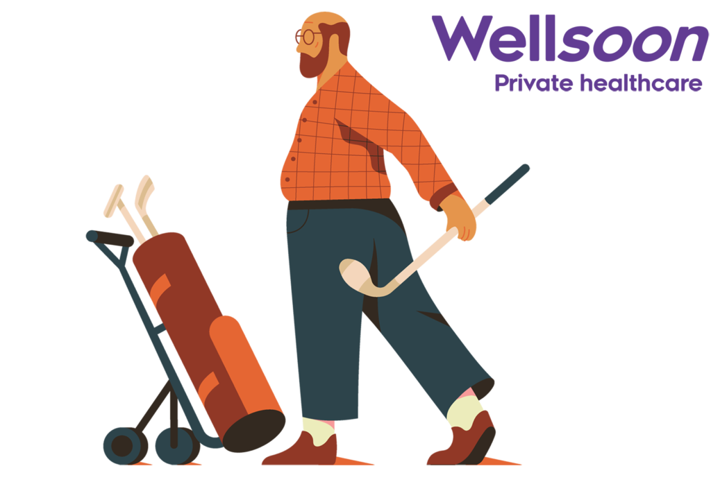 Wellsoon logo with illustration of a golfer