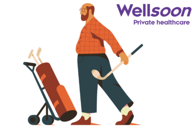 Wellsoon logo with illustration of a golfer