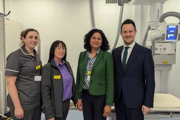 Stephen Morgan MP with staff at Practice Plus Group Surgical centre, St Mary's in Portsmouth