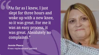 Knee replacement patient video testimonial from Jennie Peace.