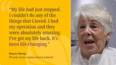Karen's patient testimonial – Wellsoon private knee replacement surgery at Practice Plus Group Hospital, Barlborough