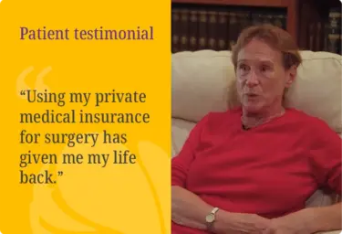 Sue Bateman private medical insurance hip replacement patient testimonial. Wellsoon private surgery at Emersons Green, Bristol. "Using my private medical insurance for my hip surgery has given me my life back."