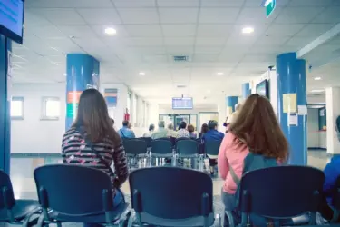 NHS waiting rooms with people