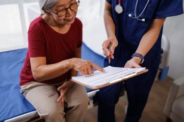 older woman choosing a private hospital